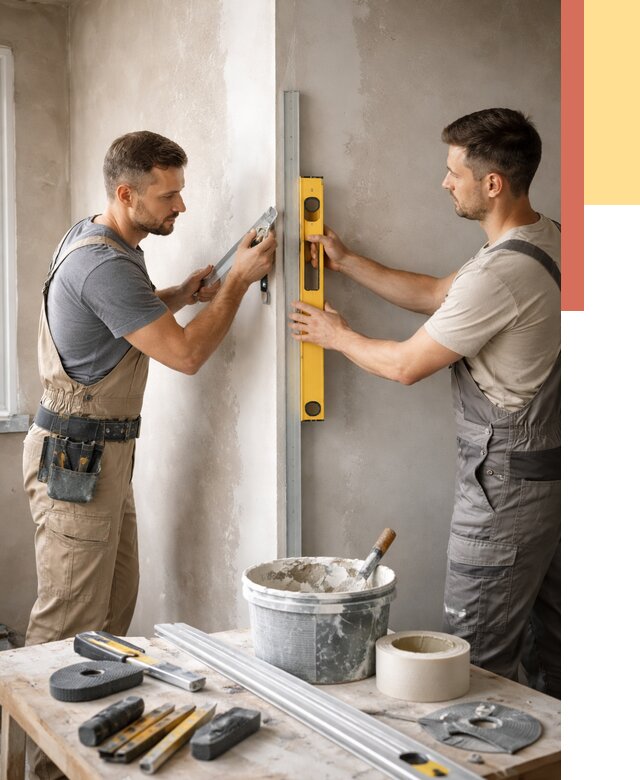 Выведение углов стен в Сатке от 1914 руб. быстро и недорого | ОТДЕЛОЧНИК-Стк