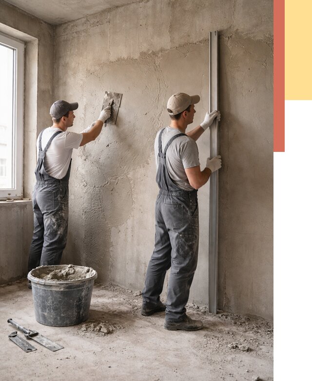 Штукатурка бетонных стен в Сатке от 4655 руб/м² — качественно и быстро | ОТДЕЛОЧНИК-Стк