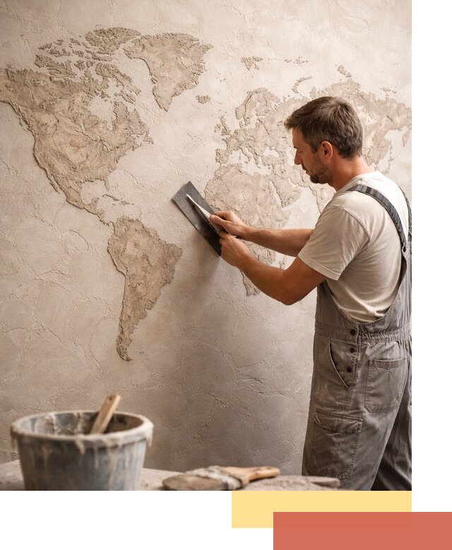 Декоративная штукатурка «Карта мира» под ключ в Сатке