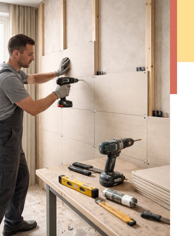 Монтаж МДФ панелей на стены в Сатке от 1293 руб. под ключ | ОТДЕЛОЧНИК-Стк