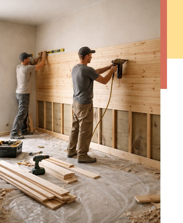 Монтаж деревянной вагонки на стены в Сатке от 7758 руб. | Услуги монтажа вагонки | ОТДЕЛОЧНИК-Стк