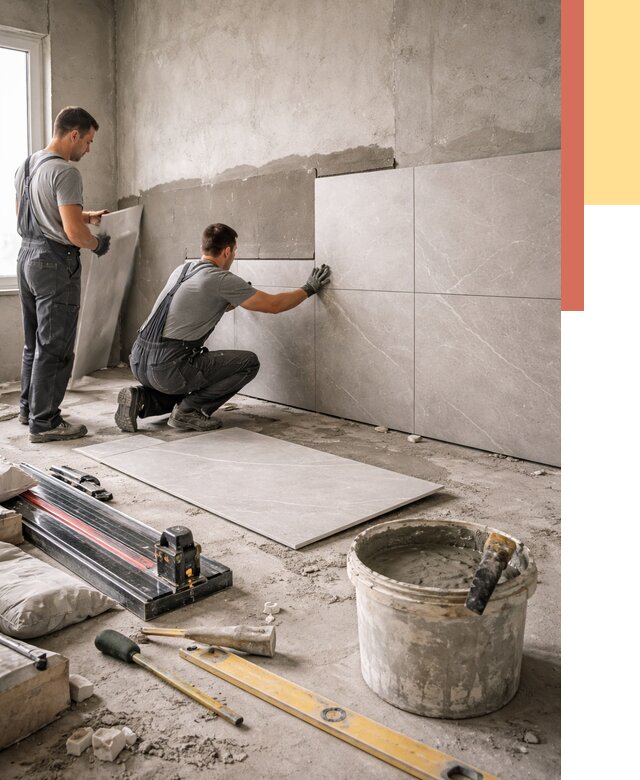 Облицовка стен керамогранитом в Сатке от 4344 руб./м² — услуги под ключ | ОТДЕЛОЧНИК-Стк