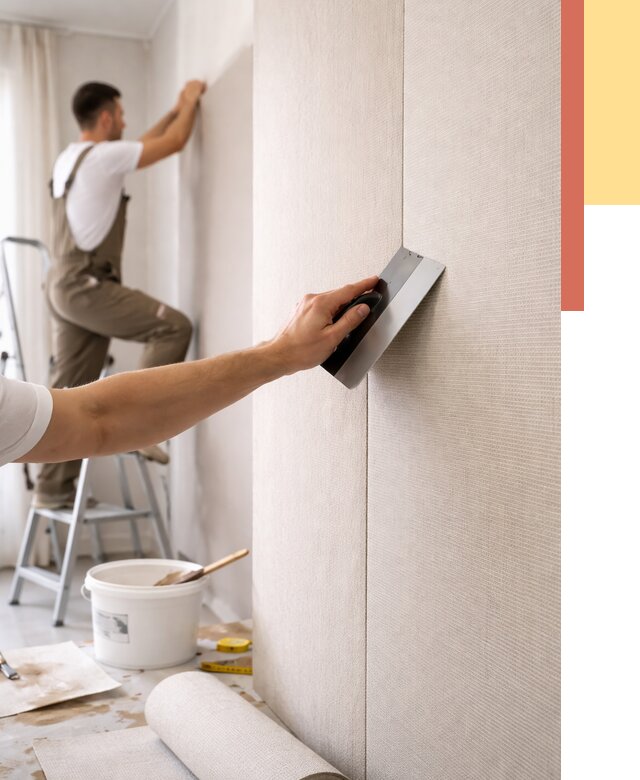 Поклейка текстильных обоев в Сатке от 4655 руб. под ключ | ОТДЕЛОЧНИК-Стк