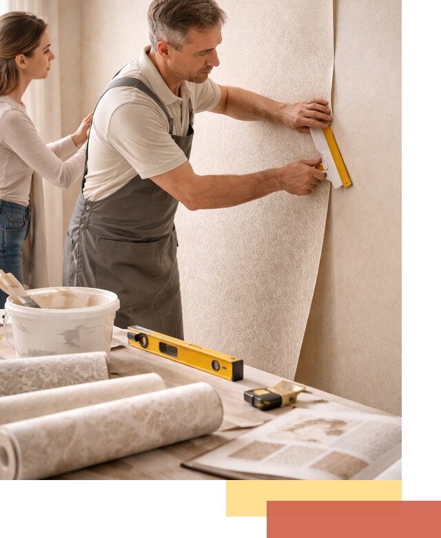 Поклейка обоев с подбором рисунка в Сатке