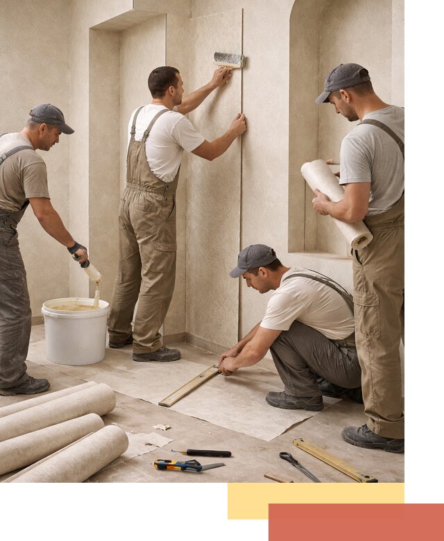 Поклейка обоев на сложные стены и неровные поверхности в Сатке