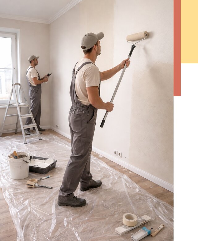 Покраска стен акриловой краской в Сатке от 3620 руб./м² — быстро и недорого | ОТДЕЛОЧНИК-Стк