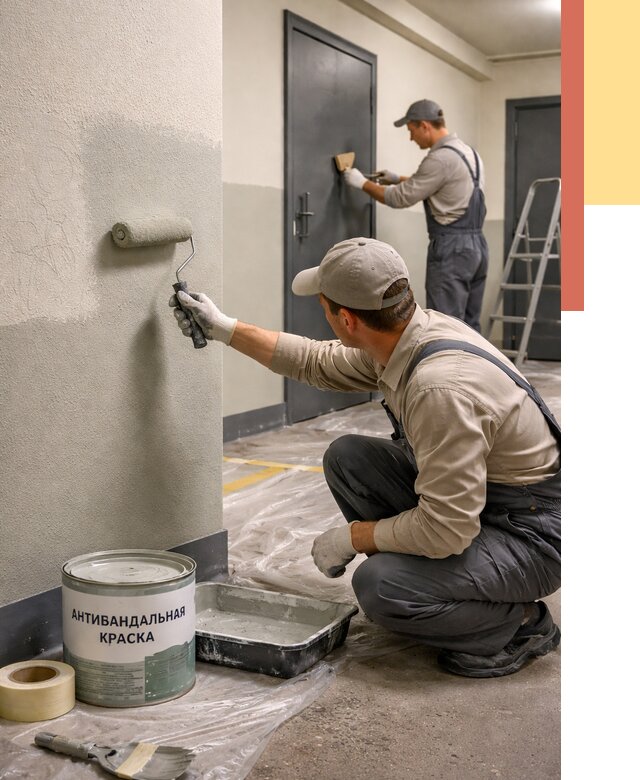 Покраска стен антивандальной краской в Сатке от 4655 руб./м² под ключ | ОТДЕЛОЧНИК-Стк