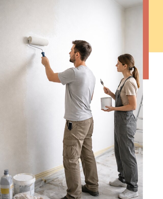 Окраска стен по стеклохолсту в Сатке от 4655 руб/м² под ключ | ОТДЕЛОЧНИК-Стк