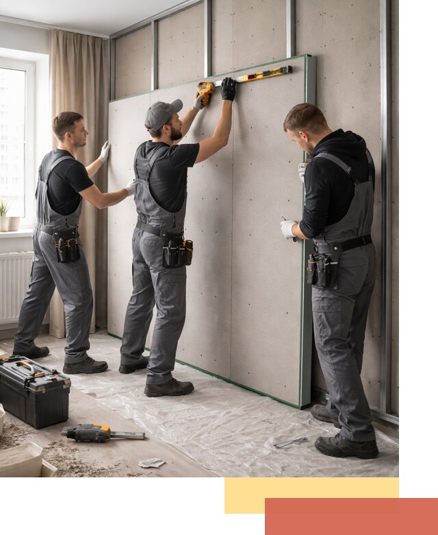 Шумоизоляция стен панелями ЗИПС в Сатке для жилых и коммерческих помещений