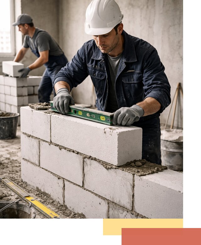 Кладка перегородок из пеноблока под ключ в Сатке