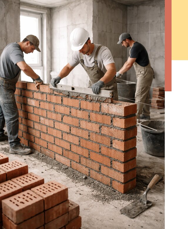 Кладка перегородок из кирпича в Сатке от 3620 руб. за м² | ОТДЕЛОЧНИК-Стк