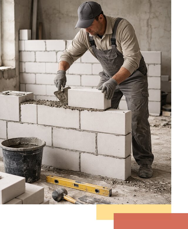 Кладка перегородок из силикатного блока в Сатке