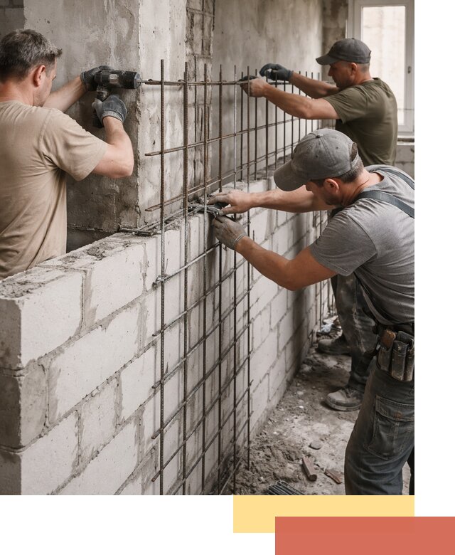 Армирование кладки перегородок в Сатке профессионально и надёжно