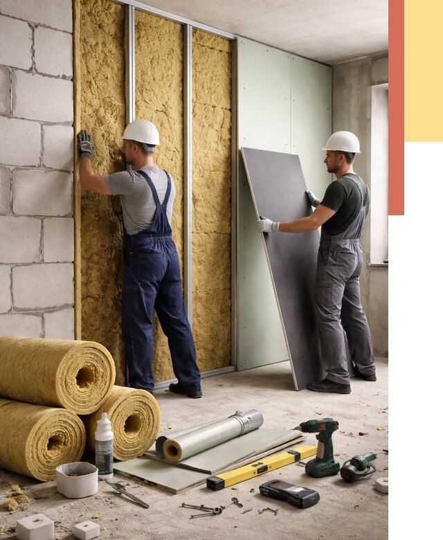 Шумоизоляция перегородок из блоков в Сатке от 1914 руб./м² — быстро и недорого | ОТДЕЛОЧНИК-Стк