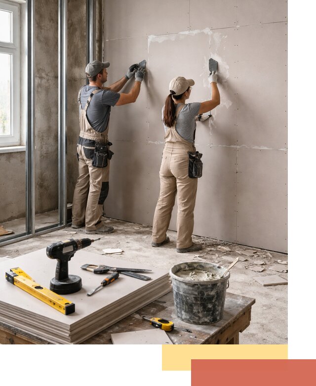 Монтаж двухслойной перегородки из гипсокартона в Сатке