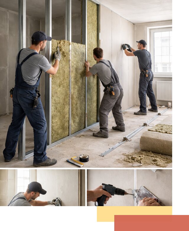 Перегородка из гипсокартона с шумоизоляцией в Сатке — монтаж под ключ