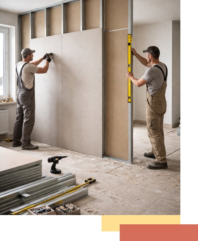 Зонирующая перегородка из гипсокартона под ключ в Сатке