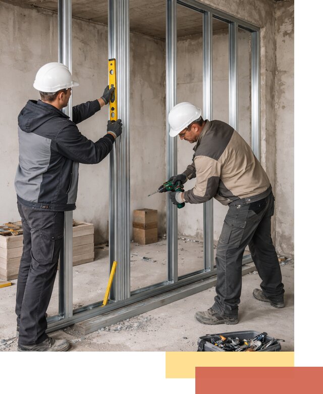 Монтаж каркаса перегородки из профиля в Сатке