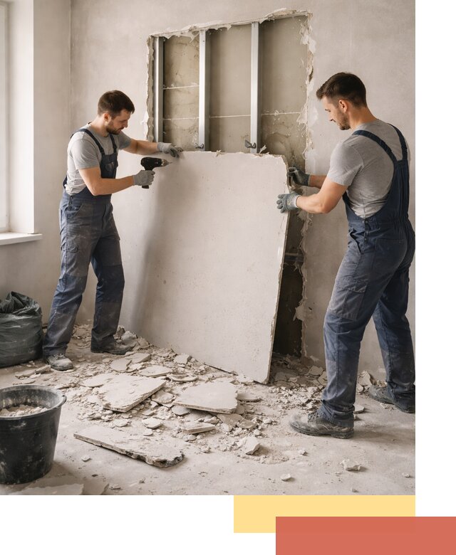 Демонтаж перегородки из гипсокартона в Сатке быстрый и аккуратный