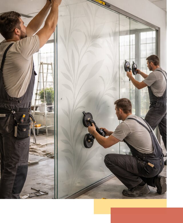 Стеклянные перегородки с рисунком на заказ в Сатке