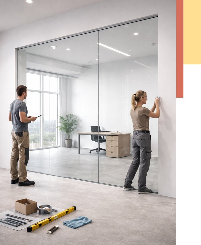 Перегородки из закаленного стекла в Сатке от 9827 руб. под ключ | ОТДЕЛОЧНИК-Стк