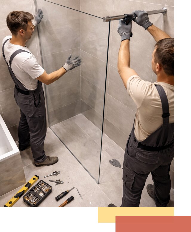 Стеклянные перегородки для душа в Сатке — изготовление и монтаж