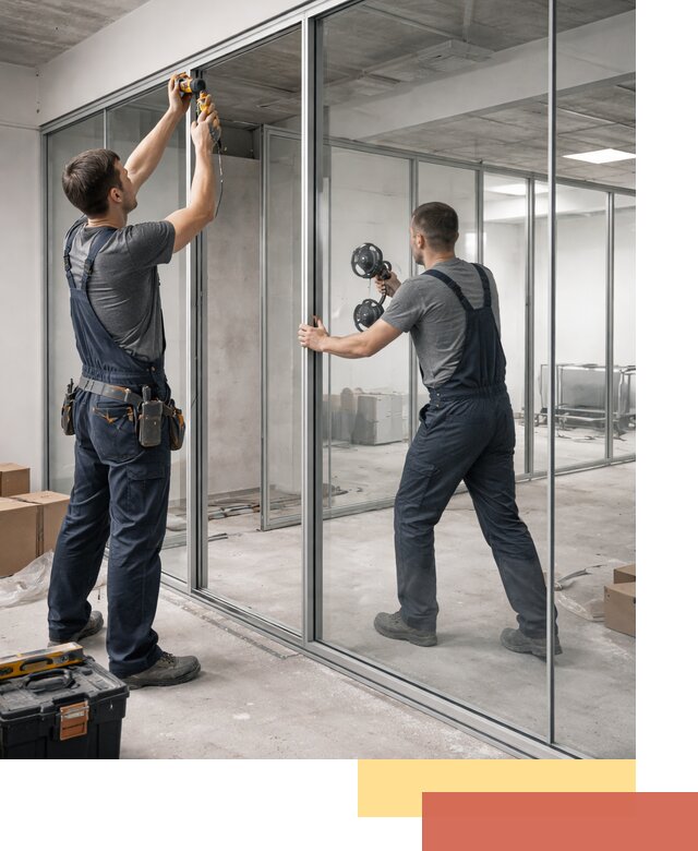 Алюминиевые перегородки со стеклом в Сатке — изготовление и монтаж