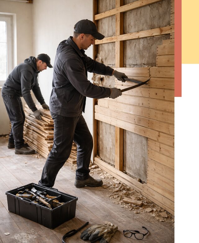 Демонтаж вагонки в Сатке от 3931 руб/м2 — быстро и недорого | ОТДЕЛОЧНИК-Стк