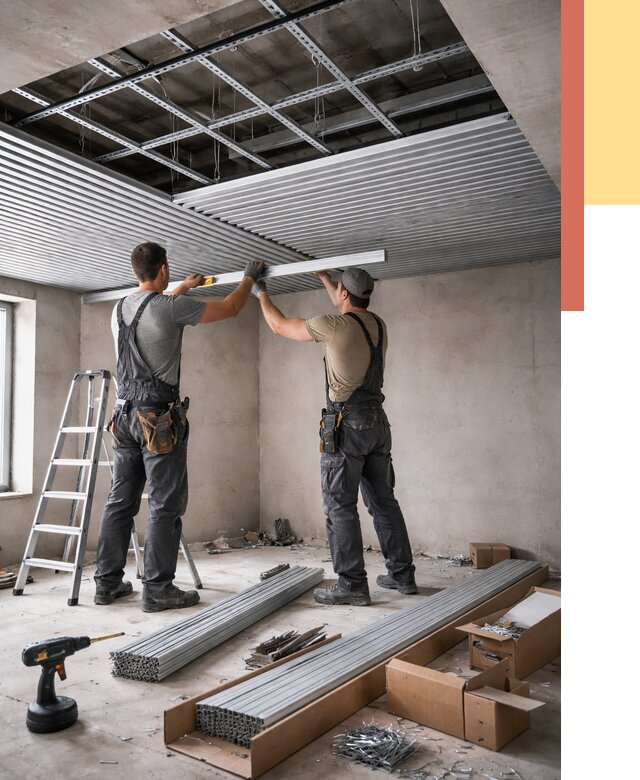 Монтаж реечного потолка в Сатке от 4655 руб. под ключ | ОТДЕЛОЧНИК-Стк