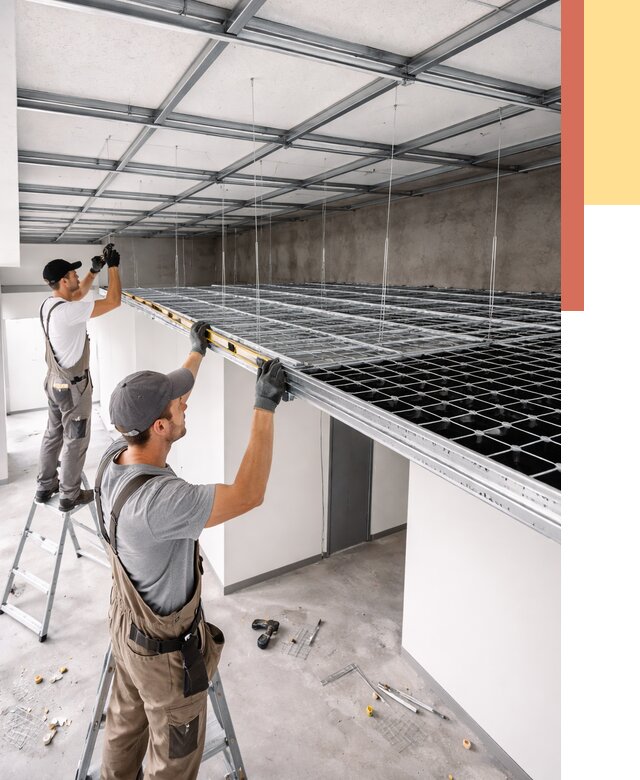 Монтаж потолка грильято в Сатке от 465 руб./м² — быстрая сборка под ключ | ОТДЕЛОЧНИК-Стк