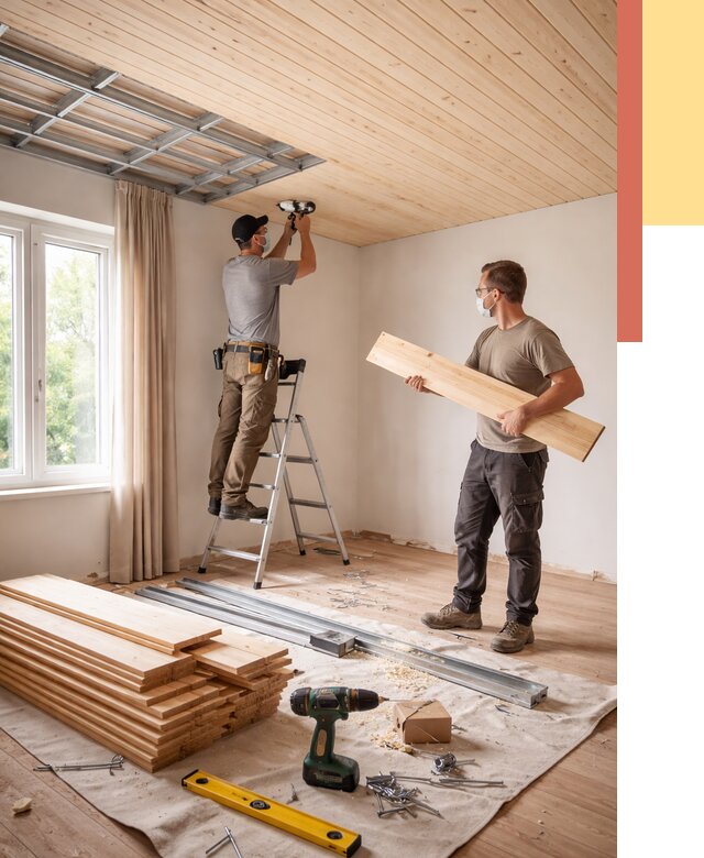 Монтаж потолка из вагонки в Сатке от 6724 руб. | Быстро и недорого — ОТДЕЛОЧНИК-Стк