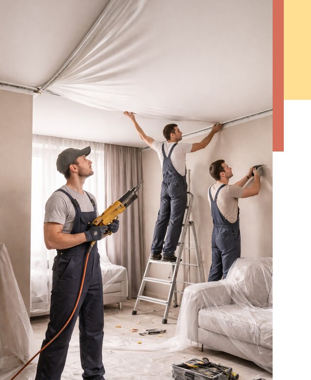 Установка натяжного потолка в Сатке от 4655 руб. | Быстро и недорого — ОТДЕЛОЧНИК-Стк