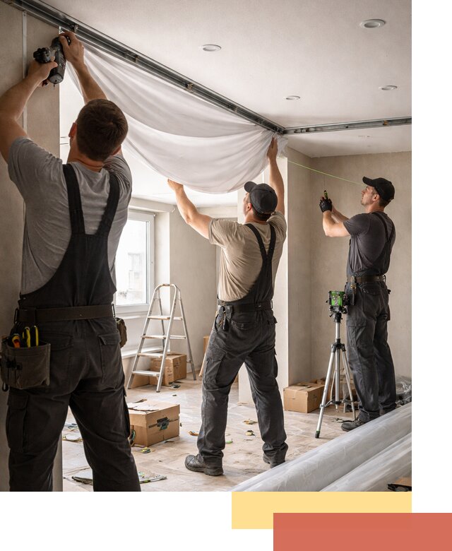 Монтаж парящего натяжного потолка под ключ в Сатке