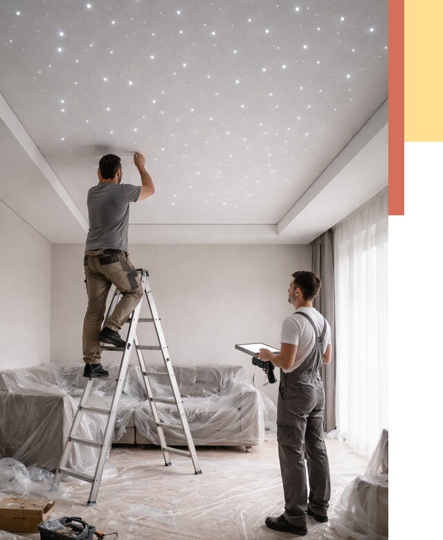 Монтаж натяжного потолка «звездное небо» в Сатке от 6724 руб. | ОТДЕЛОЧНИК-Стк