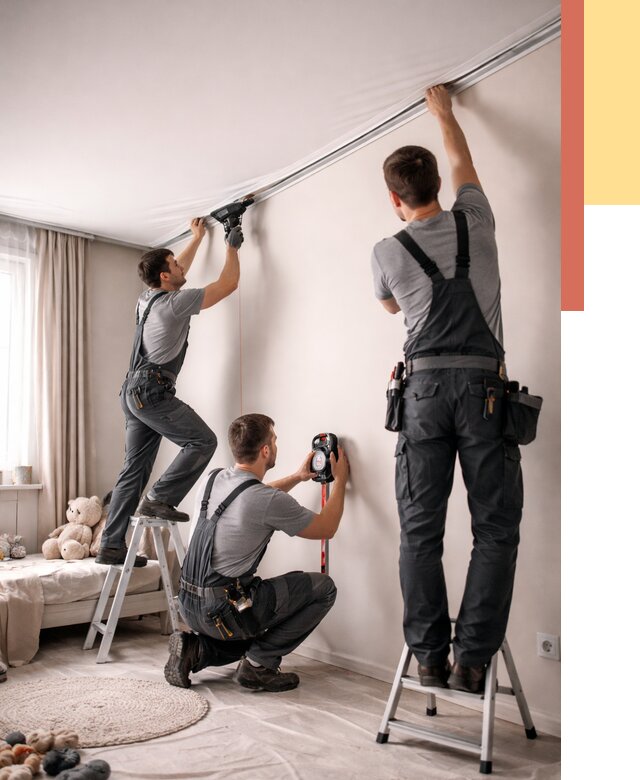 Монтаж натяжного потолка в детской в Сатке от 3620 руб. — быстро и недорого | ОТДЕЛОЧНИК-Стк