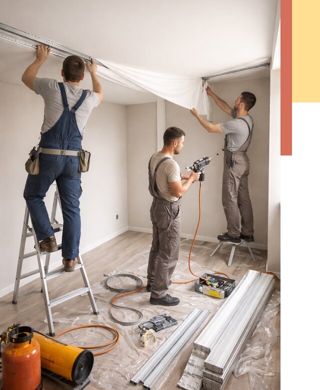 Монтаж натяжного потолка в студии в Сатке от 5689 руб. — быстро и недорого | ОТДЕЛОЧНИК-Стк