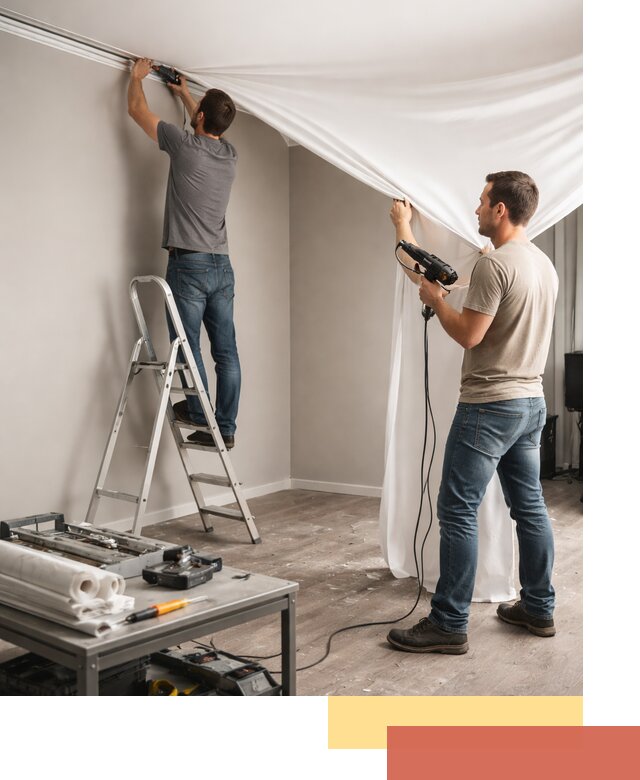 Монтаж натяжного потолка в студии в Сатке