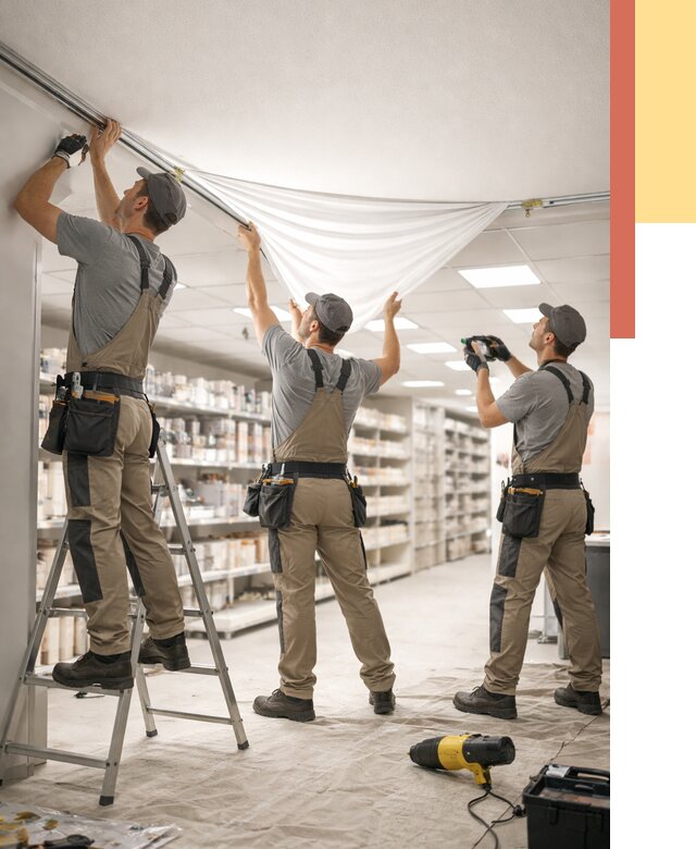 Монтаж натяжного потолка в магазине в Сатке от 4655 руб. быстро и недорого | ОТДЕЛОЧНИК-Стк