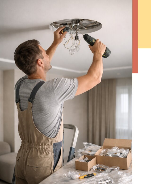 Установка люстры в натяжной потолок в Сатке от 1241 руб. | Быстро и недорого — ОТДЕЛОЧНИК-Стк