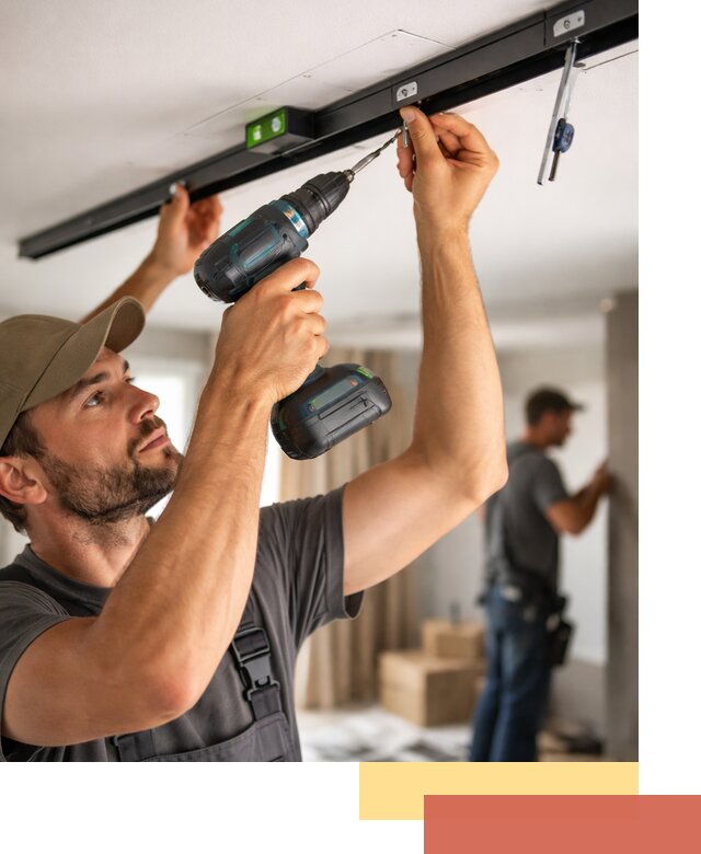 Установка трековых светильников в натяжной потолок в Сатке