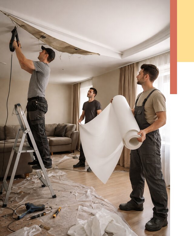 Замена полотна натяжного потолка в Сатке от 9827 руб. быстро и недорого | ОТДЕЛОЧНИК-Стк