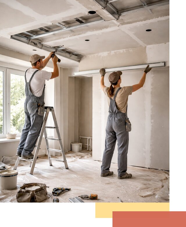 Монтаж многоуровневого потолка из гипсокартона в Сатке