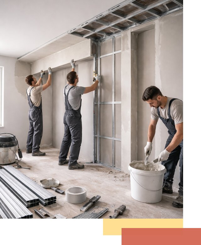 Монтаж потолка из гипсокартона с нишей в Сатке