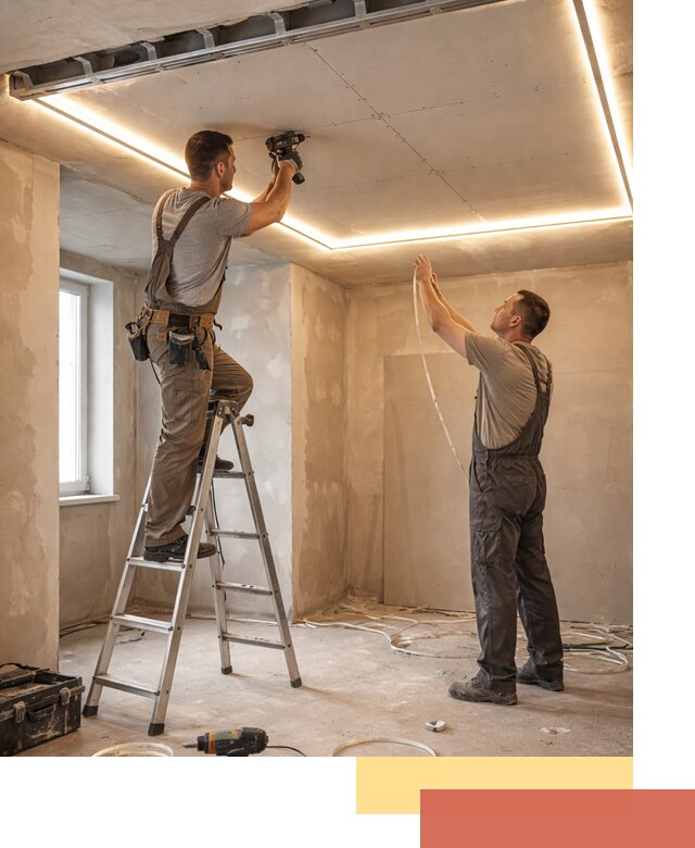 Потолок из гипсокартона с подсветкой в Сатке