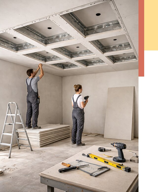 Кессонный потолок из гипсокартона в Сатке от 1914 руб. — монтаж и под ключ | ОТДЕЛОЧНИК-Стк