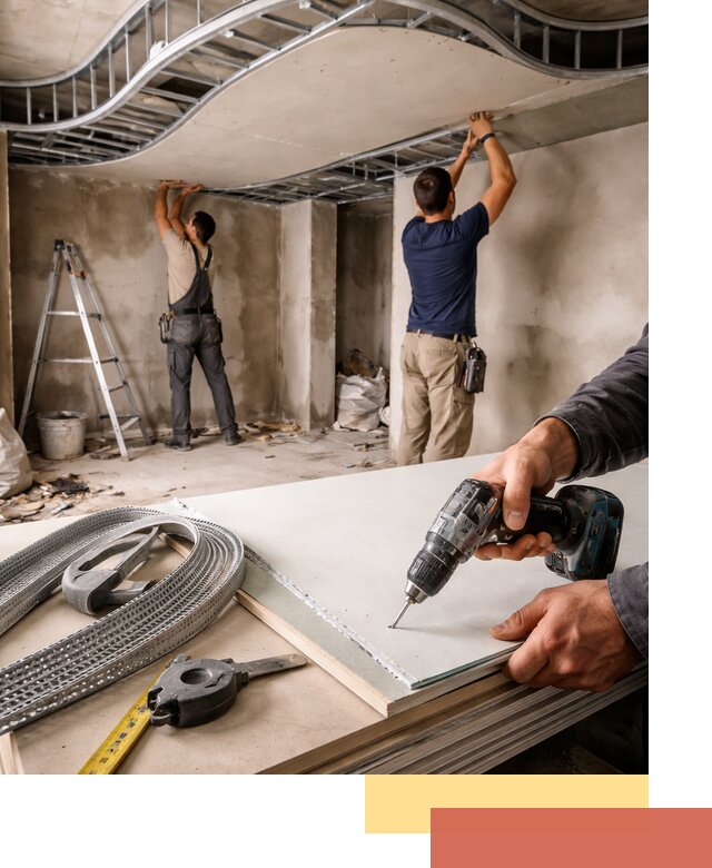 Криволинейный потолок из гипсокартона в Сатке — монтаж и отделка