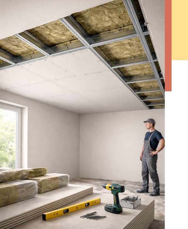 Звукоизоляция потолка ГКЛ в Сатке от 983 руб. — монтаж под ключ | ОТДЕЛОЧНИК-Стк