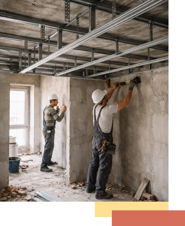 Монтаж каркаса потолка из профильного профиля в Сатке