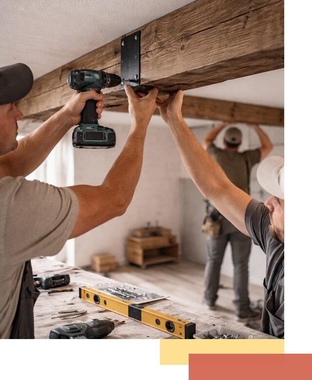 Монтаж декоративных потолочных балок в Сатке