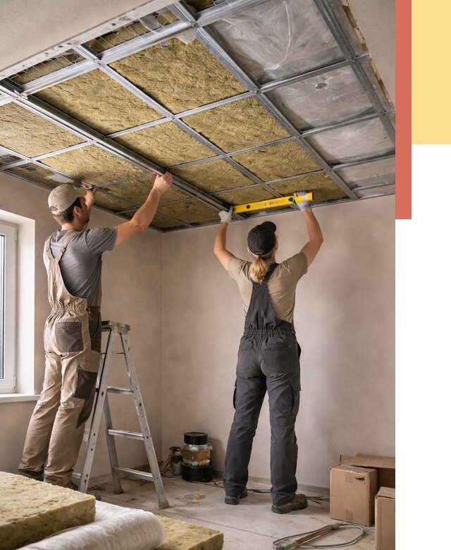 Шумоизоляция потолка в Сатке от 1293 руб. под ключ — услуги ОТДЕЛОЧНИК-Стк